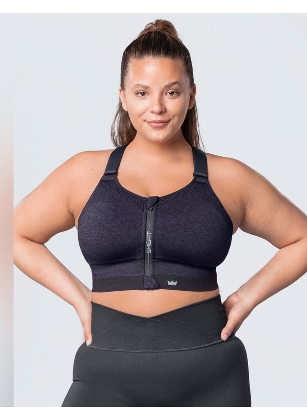 SHEFIT Low Impact Adjustable Sports Bra Heathered Indigo Blue 4Luxe